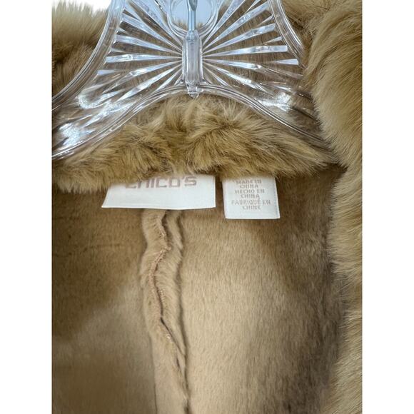 Chico’s | S | Shearling Jacket Faux Suede Faux Fur Camel Coat Moto Women's 4 - Picture 4 of 5